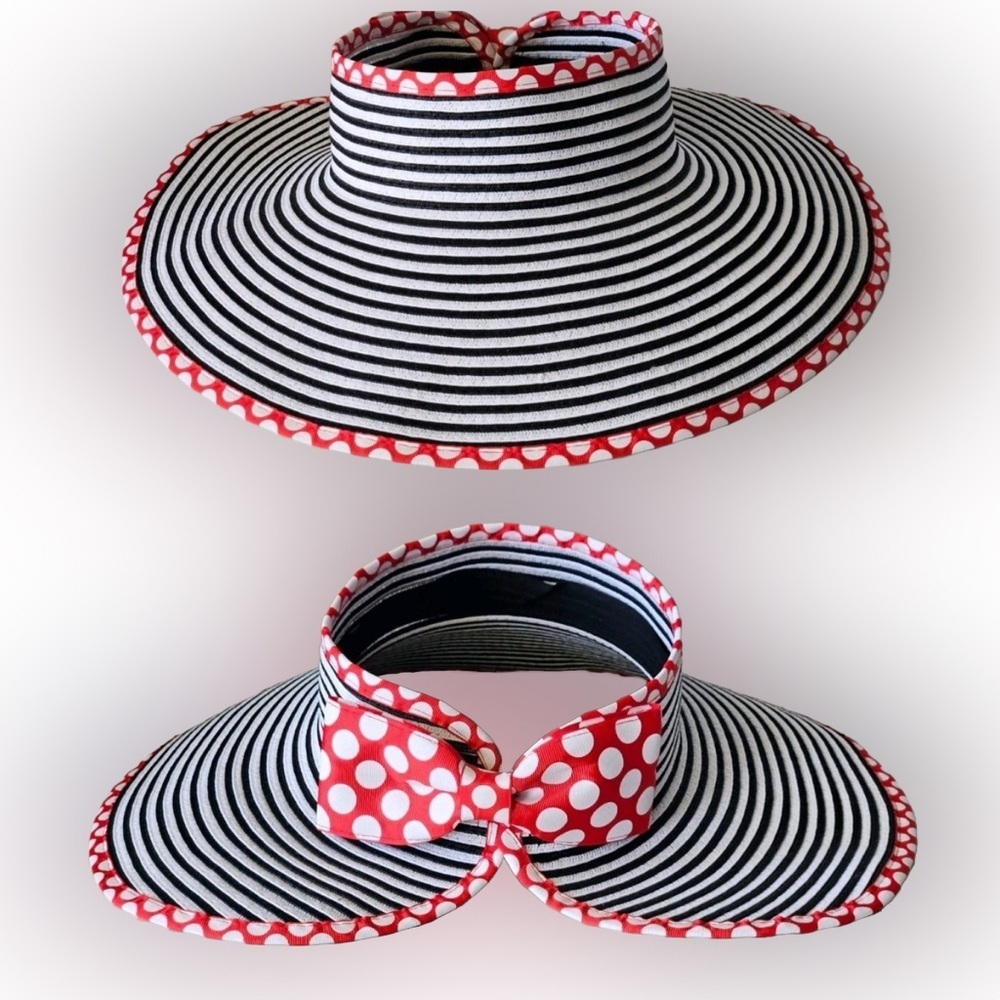 Disney Parks‎ Adjustable Travel Navy and White Striped Bow Hat